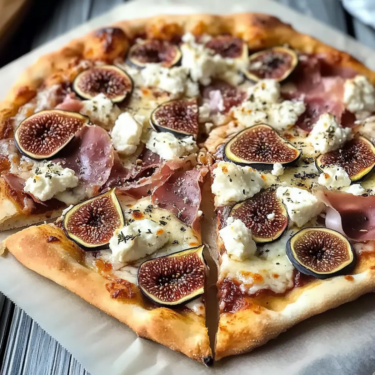 Einfacher Feigenpizzaboden mit Ziegenkäse delikate Kreation