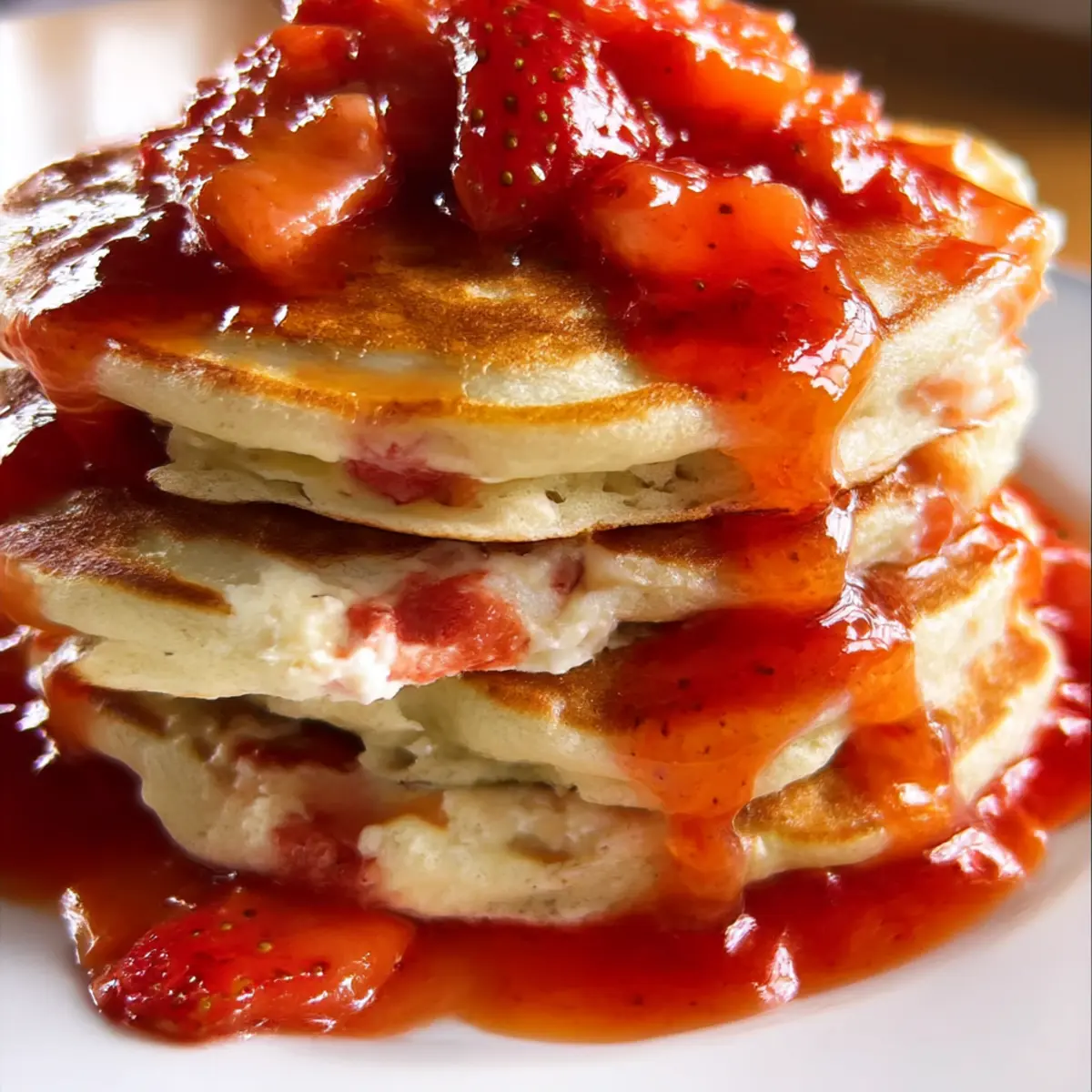 Erdbeer-Käsekuchen-Pfannkuchen für ein tolles Frühstück