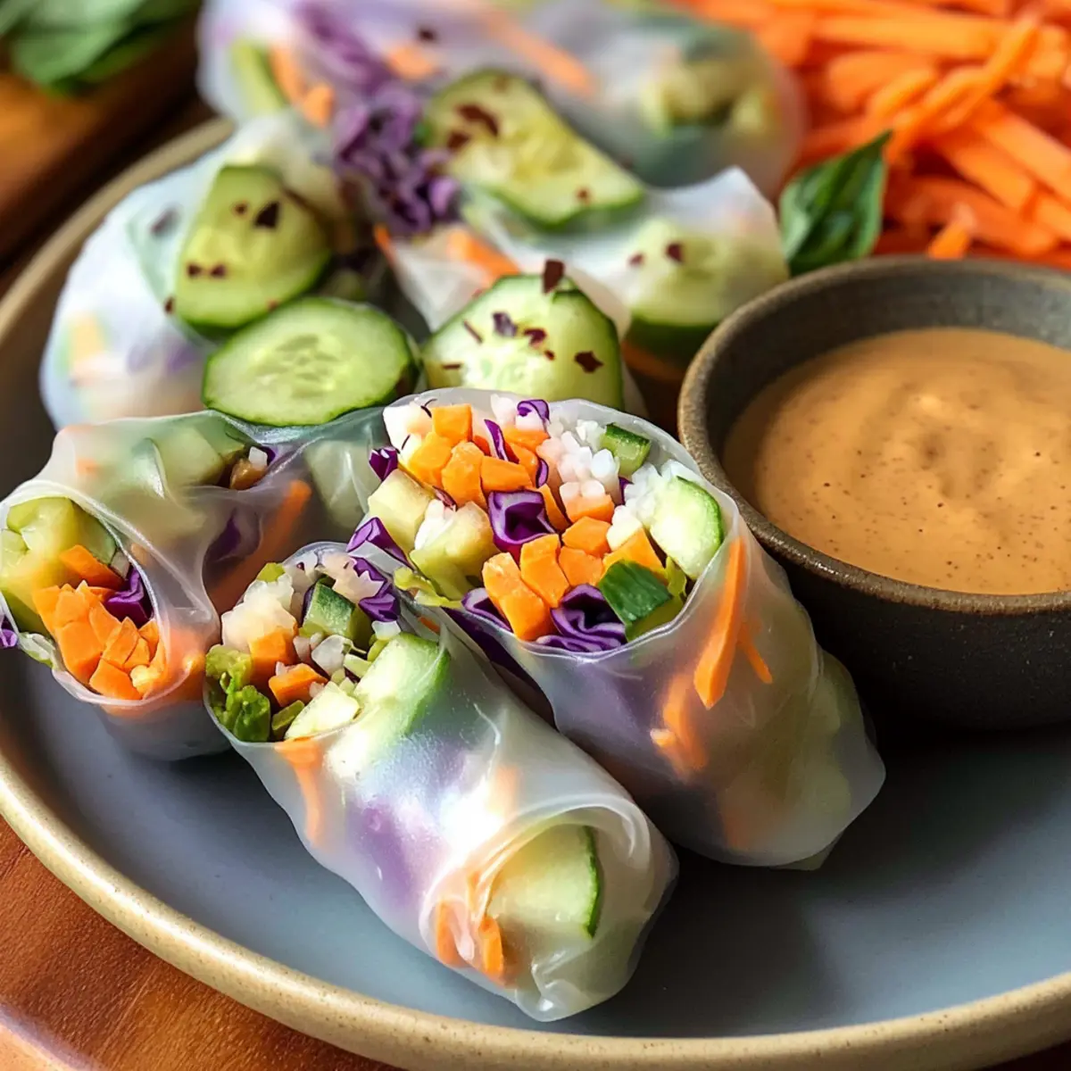 Vegan Sommerrollen mit Erdnusssauce für den Sommer